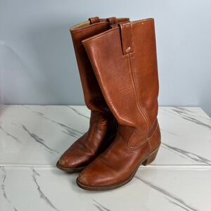 Vintage 70s Bermans Leather‎ Pull On Western Boots 7